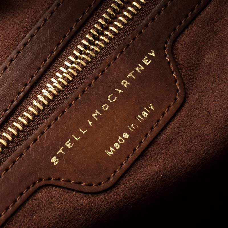 Stella McCartney Brown Wicker Faux Leather Small Falabella Bag For Women 10 Stella McCartney Brown Wicker Faux Leather Small Falabella Bag For Women - Image 8