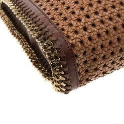 Stella McCartney Brown Wicker Faux Leather Small Falabella Bag For Women 22 Stella McCartney Brown Wicker Faux Leather Small Falabella Bag For Women -Stella McCartney Sales luxury women stella mccartney used handbags p106924 010