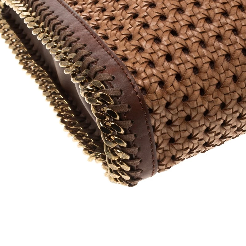 Stella McCartney Brown Wicker Faux Leather Small Falabella Bag For Women 12 Stella McCartney Brown Wicker Faux Leather Small Falabella Bag For Women - Image 10