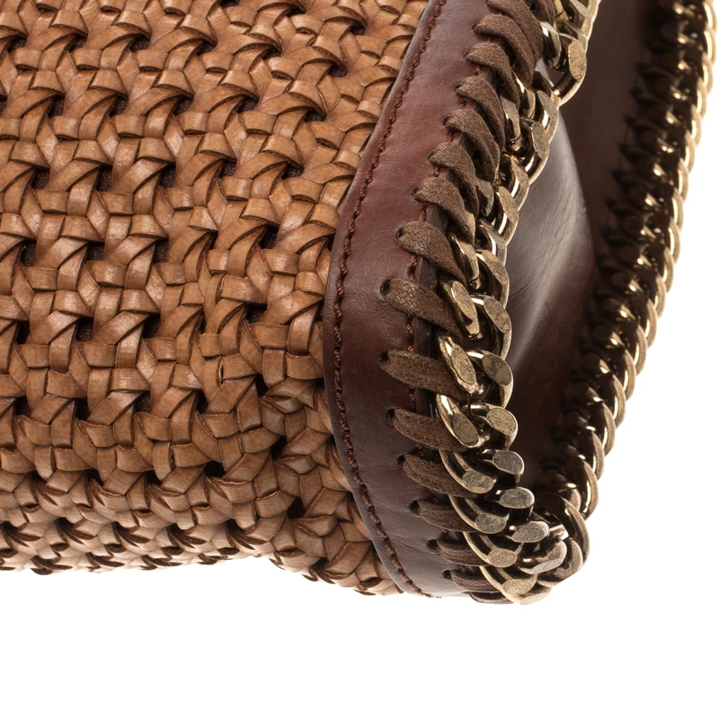 Stella McCartney Brown Wicker Faux Leather Small Falabella Bag For Women 13 Stella McCartney Brown Wicker Faux Leather Small Falabella Bag For Women - Image 11