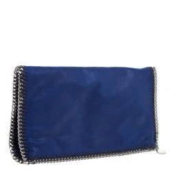 Stella McCartney Blue Faux Leather Falabella Foldover Clutch For Women -Stella McCartney Sales luxury women stella mccartney used handbags p107134 003