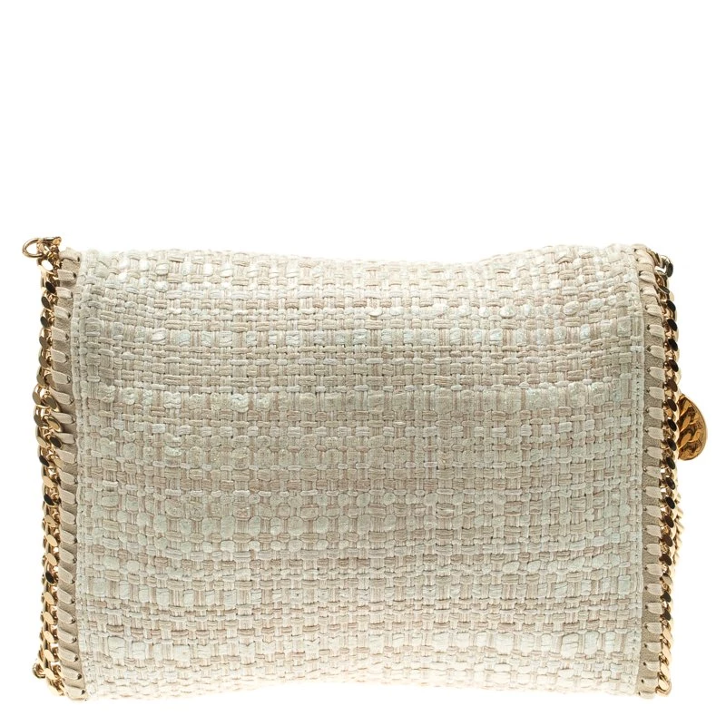 Stella McCartney Light Beige Woven Glitter Fabric Falabella Shoulder Bag For Women 6 Stella McCartney Light Beige Woven Glitter Fabric Falabella Shoulder Bag For Women - Image 4