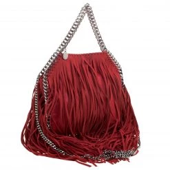 Stella McCartney Red Faux Leather Mini Falabella Fringe Tote For Women -Stella McCartney Sales luxury women stella mccartney used handbags p109368 003