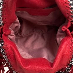 Stella McCartney Red Faux Leather Mini Falabella Fringe Tote For Women -Stella McCartney Sales luxury women stella mccartney used handbags p109368 007