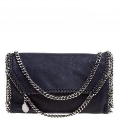 Stella McCartney Navy Blue Faux Leather Falabella Shoulder Bag For Women
