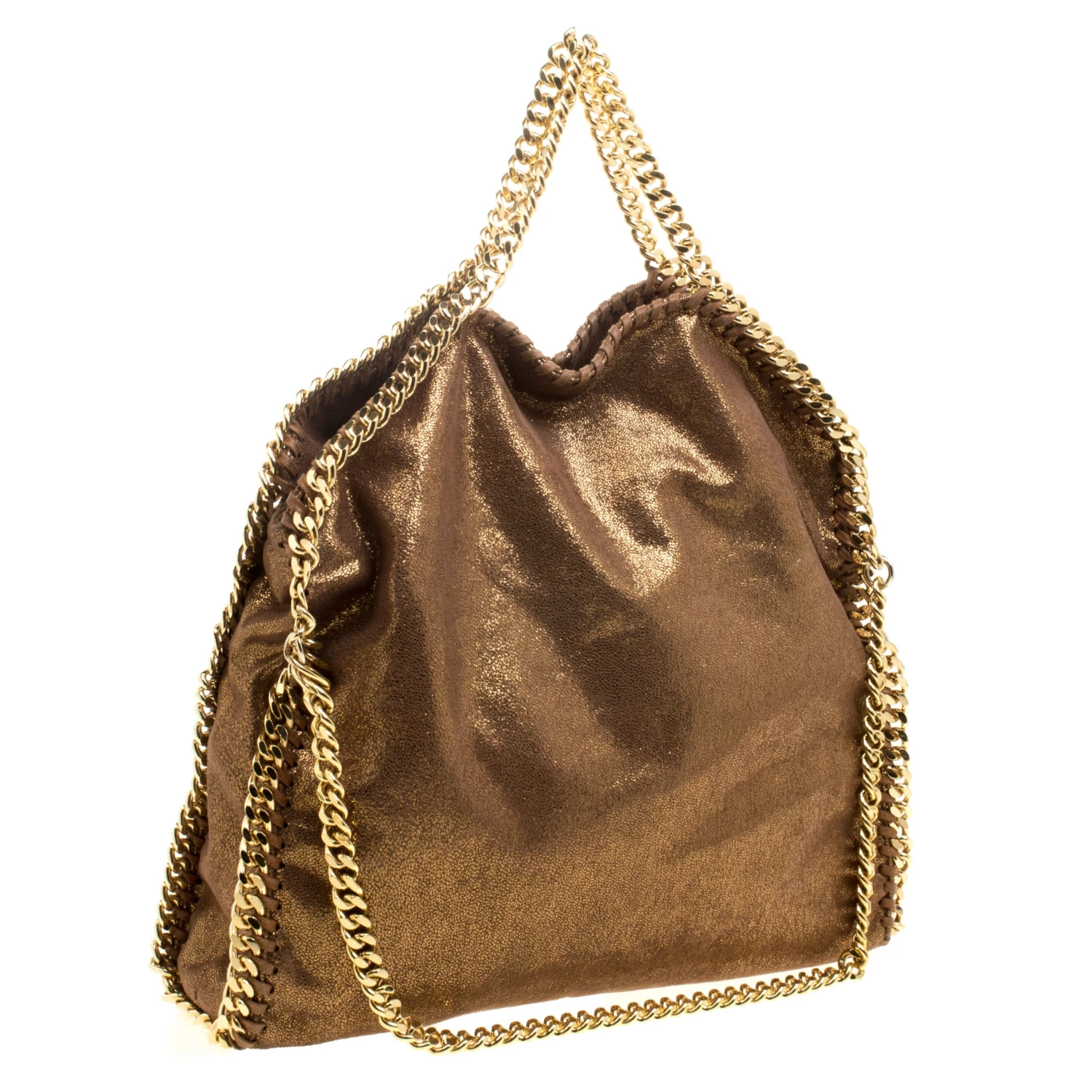 Stella McCartney Metallic Gold Faux Leather Small Falabella Tote For Women 5 Stella McCartney Metallic Gold Faux Leather Small Falabella Tote For Women - Image 3