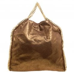 Stella McCartney Metallic Gold Faux Leather Small Falabella Tote For Women 17 Stella McCartney Metallic Gold Faux Leather Small Falabella Tote For Women -Stella McCartney Sales luxury women stella mccartney used handbags p110968 004