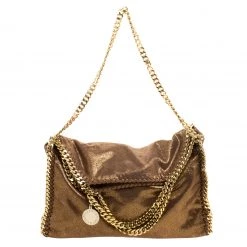 Stella McCartney Metallic Gold Faux Leather Small Falabella Tote For Women 18 Stella McCartney Metallic Gold Faux Leather Small Falabella Tote For Women -Stella McCartney Sales luxury women stella mccartney used handbags p110968 005