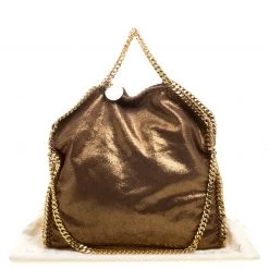 Stella McCartney Metallic Gold Faux Leather Small Falabella Tote For Women 23 Stella McCartney Metallic Gold Faux Leather Small Falabella Tote For Women -Stella McCartney Sales luxury women stella mccartney used handbags p110968 010