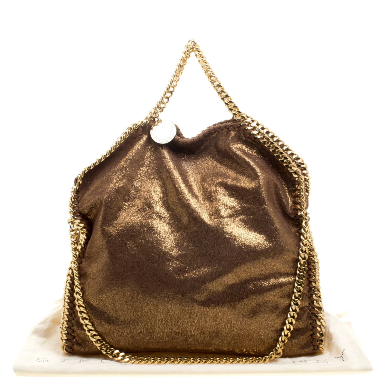Stella McCartney Metallic Gold Faux Leather Small Falabella Tote For Women 12 Stella McCartney Metallic Gold Faux Leather Small Falabella Tote For Women - Image 10