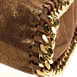 Stella McCartney Metallic Gold Faux Leather Small Falabella Tote For Women 25 Stella McCartney Metallic Gold Faux Leather Small Falabella Tote For Women -Stella McCartney Sales luxury women stella mccartney used handbags p110968 012