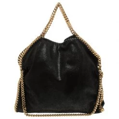 Stella McCartney Black Shaggy Deer Faux Leather Small Falabella Tote For Women