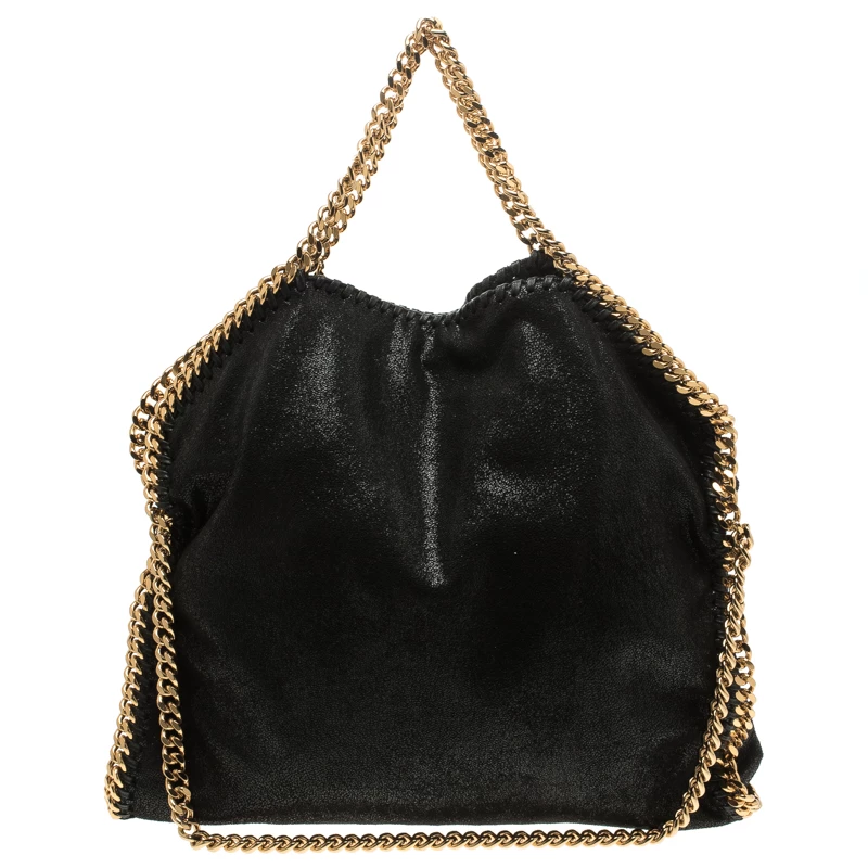 Stella McCartney Black Shaggy Deer Faux Leather Small Falabella Tote For Women 3 Stella McCartney Black Shaggy Deer Faux Leather Small Falabella Tote For Women