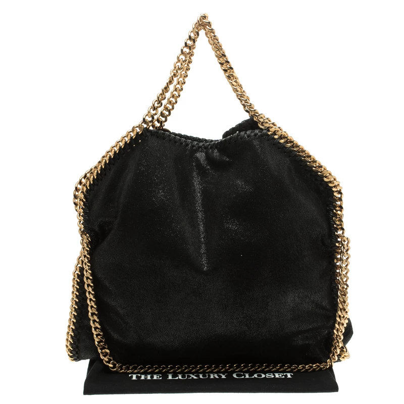 Stella McCartney Black Shaggy Deer Faux Leather Small Falabella Tote For Women 11 Stella McCartney Black Shaggy Deer Faux Leather Small Falabella Tote For Women - Image 9