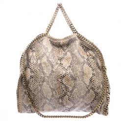 Stella McCartney Beige Faux Python Small Falabella Tote For Women