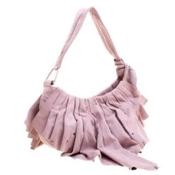 Stella McCartney Pink Faux Suede Pleated Shoulder Bag For Women 16 Stella McCartney Pink Faux Suede Pleated Shoulder Bag For Women -Stella McCartney Sales luxury women stella mccartney used handbags p123254 003