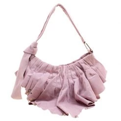 Stella McCartney Pink Faux Suede Pleated Shoulder Bag For Women 17 Stella McCartney Pink Faux Suede Pleated Shoulder Bag For Women -Stella McCartney Sales luxury women stella mccartney used handbags p123254 004