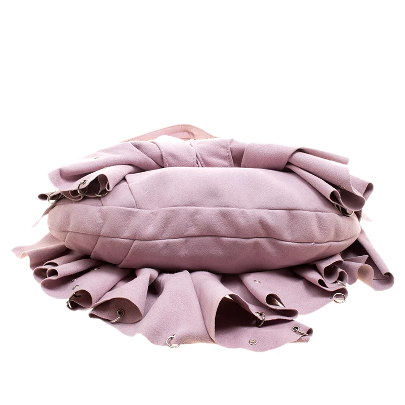 Stella McCartney Pink Faux Suede Pleated Shoulder Bag For Women 8 Stella McCartney Pink Faux Suede Pleated Shoulder Bag For Women - Image 6