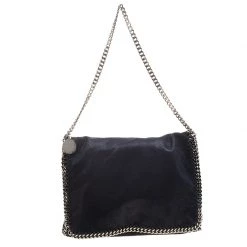 Stella McCartney Dark Blue Faux Leather Flap Shoulder Bag For Women