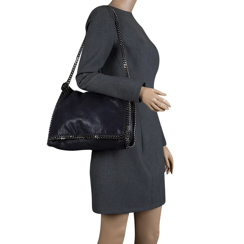 Stella McCartney Dark Blue Faux Leather Flap Shoulder Bag For Women 4 Stella McCartney Dark Blue Faux Leather Flap Shoulder Bag For Women - Image 2