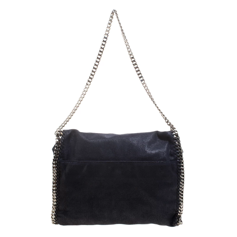 Stella McCartney Dark Blue Faux Leather Flap Shoulder Bag For Women 6 Stella McCartney Dark Blue Faux Leather Flap Shoulder Bag For Women - Image 4