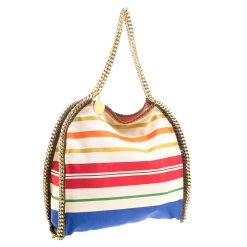 Stella McCartney Multicolor Striped Canvas Small Falabella Tote For Women -Stella McCartney Sales luxury women stella mccartney used handbags p125712 0003