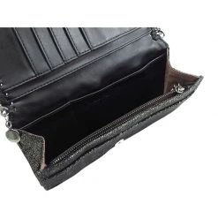 Stella McCartney Black Shaggy Deer Faux-Leather Falabella Continental Wallet For Women -Stella McCartney Sales luxury women stella mccartney used handbags p125815 002