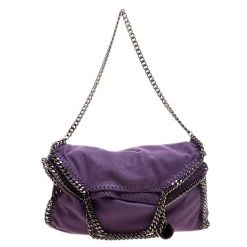 Stella McCartney Purple Faux Leather Falabella Fold Over Tote For Women -Stella McCartney Sales luxury women stella mccartney used handbags p129865 0003