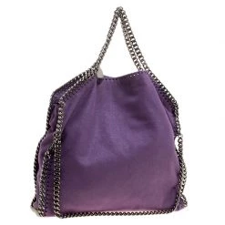 Stella McCartney Purple Faux Leather Falabella Fold Over Tote For Women -Stella McCartney Sales luxury women stella mccartney used handbags p129865 0004
