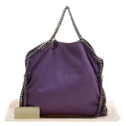 Stella McCartney Purple Faux Leather Falabella Fold Over Tote For Women -Stella McCartney Sales luxury women stella mccartney used handbags p129865 0010
