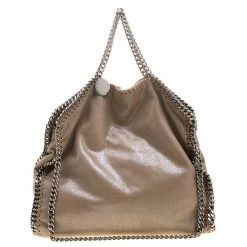 Stella McCartney Dark Beige Faux Leather Falabella Fold Over Tote For Women