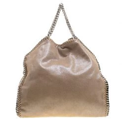 Stella McCartney Dark Beige Faux Leather Falabella Fold Over Tote For Women -Stella McCartney Sales luxury women stella mccartney used handbags p136125 004
