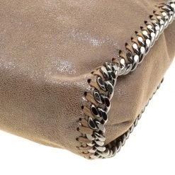Stella McCartney Dark Beige Faux Leather Falabella Fold Over Tote For Women -Stella McCartney Sales luxury women stella mccartney used handbags p136125 011