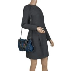 Stella McCartney Blue Denim Embroidered Mini Falabella Tote For Women -Stella McCartney Sales luxury women stella mccartney used handbags p139410 0003