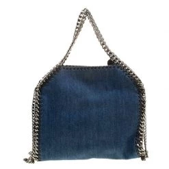 Stella McCartney Blue Denim Embroidered Mini Falabella Tote For Women -Stella McCartney Sales luxury women stella mccartney used handbags p139410 0005
