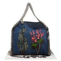 Stella McCartney Blue Denim Embroidered Mini Falabella Tote For Women -Stella McCartney Sales luxury women stella mccartney used handbags p139410 0010