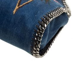 Stella McCartney Blue Denim Embroidered Mini Falabella Tote For Women -Stella McCartney Sales luxury women stella mccartney used handbags p139410 0012