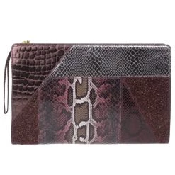 Stella McCartney Red Faux Leather Patchwork Oversized Waverley Clutch For Women
