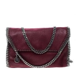 Stella McCartney Burgundy Faux Leather Falabella Shoulder Bag For Women