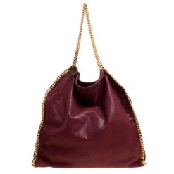 Stella McCartney Burgundy Faux Leather Large Falabella Tote For Women