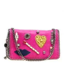 Stella McCartney Pink Faux Leather Embellished Falabella Crossbody Bag For Women