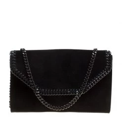 Stella McCartney Black Velvet Falabella Shoulder Bag For Women