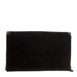 Stella McCartney Black Velvet Falabella Shoulder Bag For Women -Stella McCartney Sales luxury women stella mccartney used handbags p156715 0004