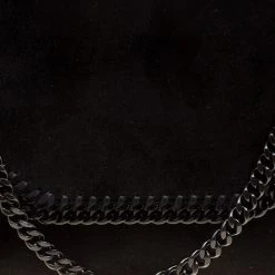 Stella McCartney Black Velvet Falabella Shoulder Bag For Women -Stella McCartney Sales luxury women stella mccartney used handbags p156715 0005