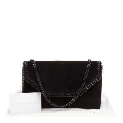 Stella McCartney Black Velvet Falabella Shoulder Bag For Women -Stella McCartney Sales luxury women stella mccartney used handbags p156715 0009