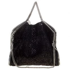 Stella McCartney Black Sequins And Velvet Small Falabella Tote For Women