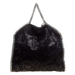 Stella McCartney Black Sequins And Velvet Small Falabella Tote For Women -Stella McCartney Sales luxury women stella mccartney used handbags p159175 0005