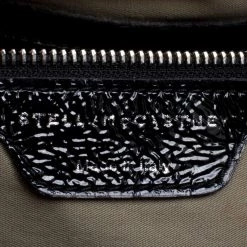 Stella McCartney Black Faux Patent Leather And Canvas Top Handle Bag For Women -Stella McCartney Sales luxury women stella mccartney used handbags p168007 001