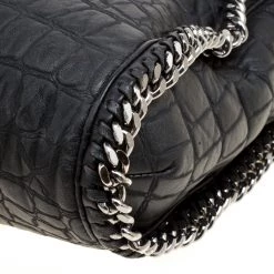 Stella McCartney Black Croc Embossed Faux Leather Small Falabella Tote For Women -Stella McCartney Sales luxury women stella mccartney used handbags p170629 004