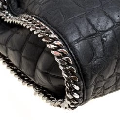 Stella McCartney Black Croc Embossed Faux Leather Small Falabella Tote For Women -Stella McCartney Sales luxury women stella mccartney used handbags p170629 005